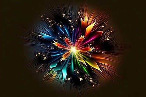 abstract backdrop with many colors. Explosion star with shine and lines in a fractal form