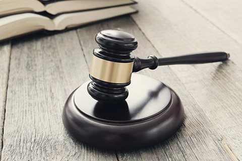 Justice. Judge hammer on the table