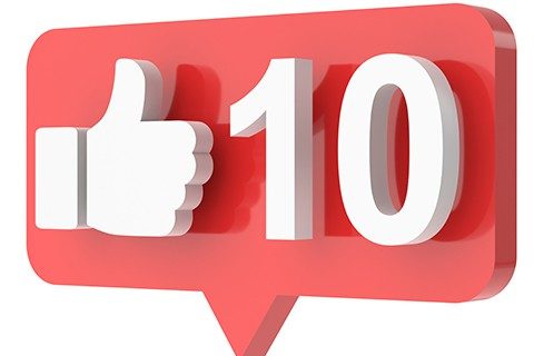 Ten likes. 10 likes. Like icon. 3D illustration.