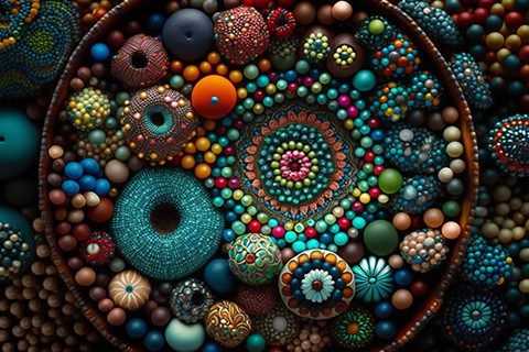 A vibrant abstract illustration of a molecular structure generated by artificial intelligence